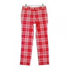 【美品】マンシングウェア ゴルフウェア　長袖シャツ　レッド　チェック柄　Ｌ MUNSING WEAR マンシングウェア ; 半袖ポロシャツ チェック柄