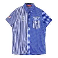 BEAMS GOLF �r�[���X�S���t  �����V���c �{�^���_�E�� �X�g���C�v �`�F�b�N�� �l�C�r�[�n �T�C�Y�FM �����N�FA- �y���Áz�S���t�E�F�A