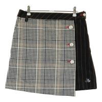 BLACK&WHITE �u���b�N�A���h�z���C�g  �X�g���b�`�X�J�[�g �`�F�b�N�� �u���E���n �T�C�Y�FL �����N�FA- �y���Áz�S���t�E�F�A