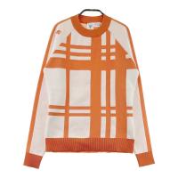 DESCENTE GOLF �f�T���g�S���t  �N���[�l�b�N �����j�b�g�Z�[�^�[ �`�F�b�N�� �I�����W�n �T�C�Y�FL �����N�FB �y���Áz�S���t�E�F�A